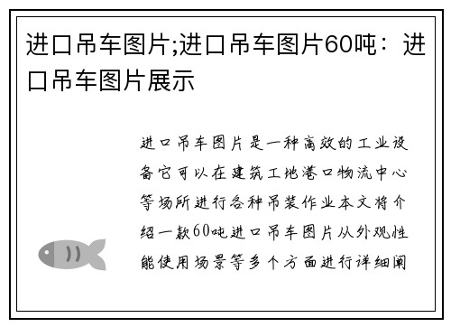 进口吊车图片;进口吊车图片60吨：进口吊车图片展示